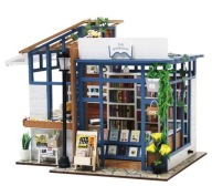 Model 3D DIY Puzzle Domek Drewniany Księgarnia na Rogu do Składania z LED