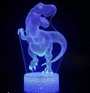 LAMPKA LED 3D NOCNA BIURKOWA DINOZAUR T REX 7 KOLORÓW