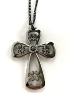 VINTAGE KRZYŻ SARAH COVENTRY SREBRZYSTO-CZARNY 70'