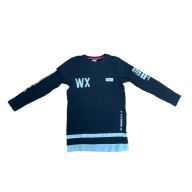 Bluzka z długim rękawem czarna z napisami chłopiec KappAhl WOXO 134 140