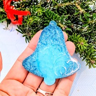 Zawieszka Dzwonek Ozdoba Choinkowa Handmade Premium Brokat Błękit 3 sztuki