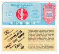 TELETOMBOLA. Loteria Fantowa , 1990, wartość 500 zł, Radio telewizja /czer/