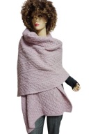 IRELANDSEYE wełniany wielki ciepły szal warkocze 240x75