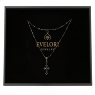 Naszyjnik krzyż podwójny łańcuszek Y2K czarny goth modna biżuteria