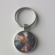 Brelok do kluczy, szkło, krajobraz