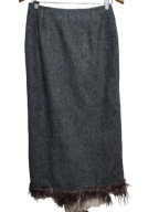 ONA SPÓDNICA długa wełniana w jodełkę futro lamy36