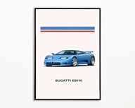 PLAKAT BUGATTI EB110 KLASYCZNY SUPERCAR IKONA MOTORYZACJI PLAKAT A3 DRUK