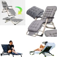 LEŻAK SKŁADANY FOTEL OGRODOWY LEŻANKA ŁÓŻKO PLAŻOWY Z PODUSZKĄ WYGODNY