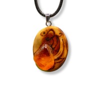 Wisiorek - Amber - pirografia, octowiec, dla niej, prezent, biżuteria