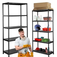 REGAŁ MAGAZYNOWY PLASTIKOWY CZARNY 180 X 90 X 40 CM 5 PÓŁKĘ 250KG