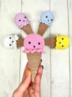 Lody Kawaii z buzią szydełkowe jedzenie amigurumi