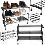 METALOWY STOJAK NA BUTY CZARNY REGULOWANY ROZSUWANY REGAŁ ORGANIZER