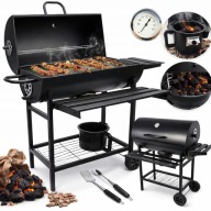 GRILL WĘGLOWY OGRODOWY DUŻY BECZKA Z POKRYWĄ POPIELNIK TERMOMETR XXL CLASIC