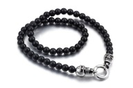 NASZYJNIK SZKLANE KULKI 8MM,CZASZKI, STAL 316L 50CM