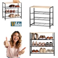 SZAFKA REGAŁ PÓŁKA NA BUTY OBUWIE CZARNA 4 POZIOMY METALOWA WYSOKA