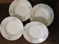 ĆMIELÓW ROCOCO TALERZE GŁĘBOKIE NA ZUPĘ PORCELANA VINTAGE PRL komplet 4 szt