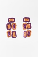 Kolczyki duże wiszące boho etno plecione fioletowo-pomarańczowe