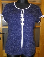 GRANATOWA BLUZKA w KROPKI z KOKARDKAMI 42 - 44