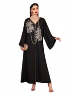 Hit !_NOWA luksusowa WYSMUKLAJĄCA czarna sukienka_HAFTY cekiny+perły_r.46