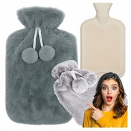 Mały Termofor na Wodę 0,5L w Pokrowcu Pluszowy Ogrzewacz Gumowy w Sweterku