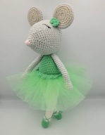 Myszka Baletnica w tuttu na szydełku maskotka przytulanka HandMAde prezent