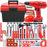 ZESTAW NARZĘDZI DLA DZIECI MAJSTERKOWICZ SKRZYNKA WIERTARKA 55 ELEMENTÓW