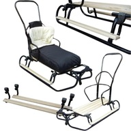 SANKI METALOWE DLA DZIECI Z OPARCIEM ŚPIWOREK ŚLIZG DUŻE MOCNE POLSKIE