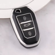 Czarno-srebrne etui na kluczyk PEUGEOT 308 CITROEN C1 C2 C4 – 3 przyciski