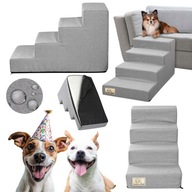 SCHODY SCHODKI DLA DUZEGO PSA 40CM DO LOZKA DO SAMOCHODU DUZE SZARE RAMPA