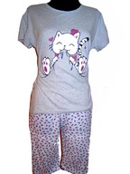 PIŻAMA piżamka młodzieżowa spodnie 3/4 r. M