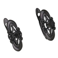 55602 Kolczyki czarna stal chirurgiczna ażurki z cyrkoniami