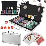 ZESTAW DO POKERA 300 ŻETONÓW WALIZKA KARTY KOŚCI POKER CHIPY KOMPLET GRA