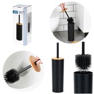 SZCZOTKA DO TOALETY WC CZARNA SILIKONOWA DO MYCIA BAMBUSOWA STOJAK ŁAZIENKA