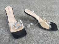 DAY-VINE nr 41-42 szerokie przezroczyste sexy sandały na szpilce nowe