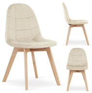 Krzesło Tapicerowane Welur Velvet Do Salonu Jadalni Welurowe Beżowe ALFA