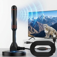 MOCNA ANTENA NAZIEMNA DVB-T2 POKOJOWA TV HD 4K LTE WZMACNIACZ UCHWYT MAGNES