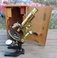 Mikroskop E. Leitz Wetzlar "Leica" mosiężny antyk zabytek mosiądz