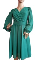 Sukienka na wesele, komunie, chrzciny zielona rękaw r. 38