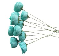 Sztuczne kwiaty z krepiny, róża angielska, róże wieczne, kolor morski