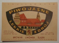 STARA ETYKIETA PIWO JASNE LEKKIE ZDRÓJ BROWAR LWÓWEK ŚLĄSKI