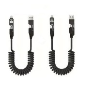 2x Uniwersalny kabel do ładowania 4w1 Sprężyna