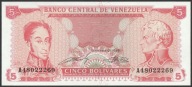 Wenezuela 5 bolivares 1989 - Bolivar - de Miranda - A - stan bankowy UNC