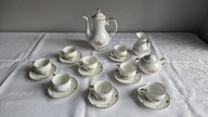 Porcelana Bogucice – komplet kawowy 6 os. + dzbanek - złocenia/PRL/vintage