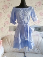 SUKIENKA ROZKLOSZOWANA BŁĘKITNA MARSZCZENIA M błękit coquette wygodna