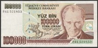 Turcja 100000 lirasi 1997 - Ataturk - stan 1/2