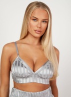 Śliczna markowa bielizna Boux Avenue UK 10 EUR 38 satynowy stalowy
