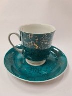 Filiżanka z talerzykiem Ćmielów w proj. Potacki kolor turkusowy