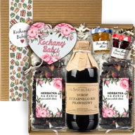 ZESTAW PREZENTOWY DLA BABCI: HERBATA, SYROP, MIÓD, KONFITURA W PUDEŁKU