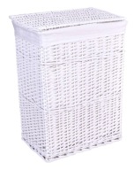 POJEMNIK WIKLINOWY NA PRANIE BIELIZNĘ ZABAWKI KOSZ KUFER BIAŁY DUŻY 72L
