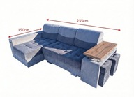 Kanapa rogówka barek, pufy, funkcja spania